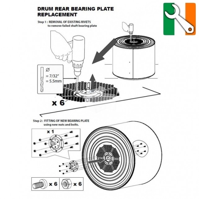 Indesit Riveted Drum Shaft Repair Kit Genuine - Rep of Ireland - 1-2 Days An Post - Buy from Appliance Spare Parts Direct Ireland.